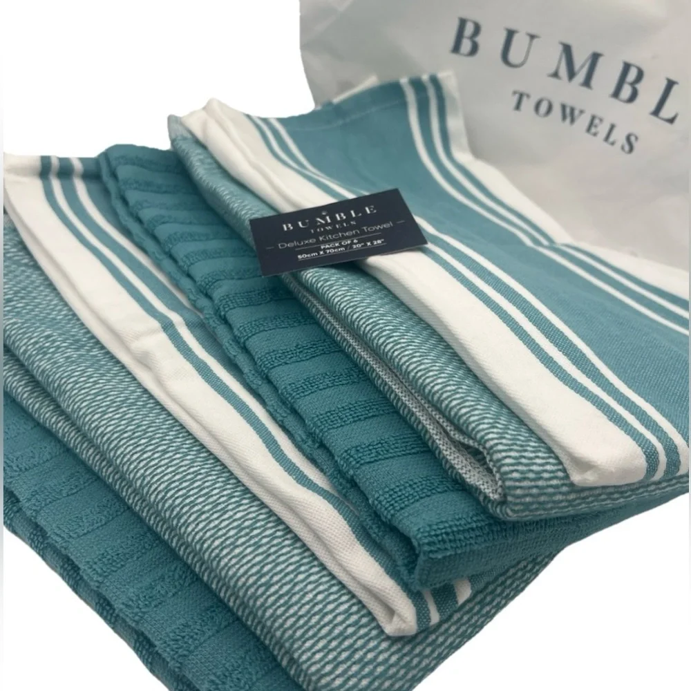 Bumble Towels - Aqua  Deluxe Kitchen Towels (20”x 28”, 6 Pack)